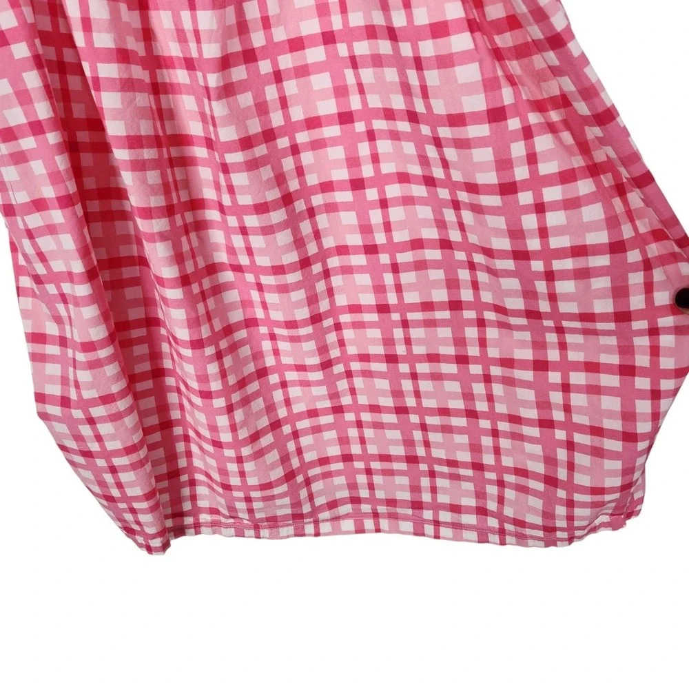 KATE SPADE Woven Lawn Chemise Painterly Plaid‎ Dress Womens Small Pink Gingham